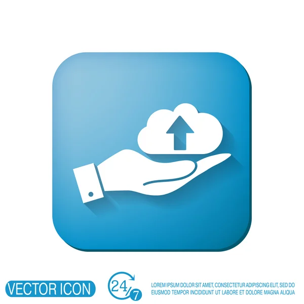 Hand holding a cloud download — Stock Vector