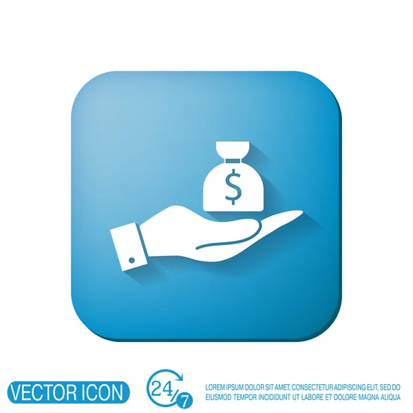 Ruce drží pytel peněz — Stockový vektor