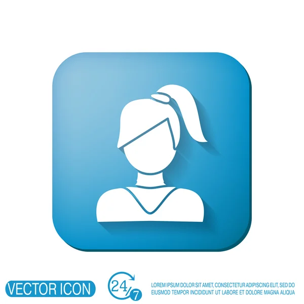 A female avatar. girl with hair tail — Stock Vector
