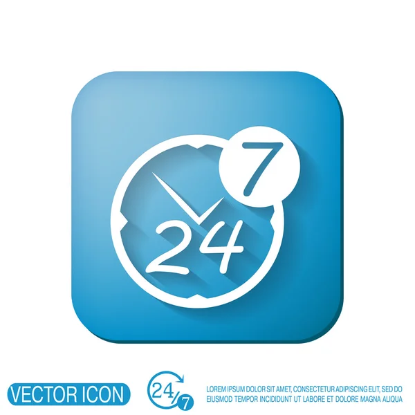 Teken 24 7 pictogram — Stockvector