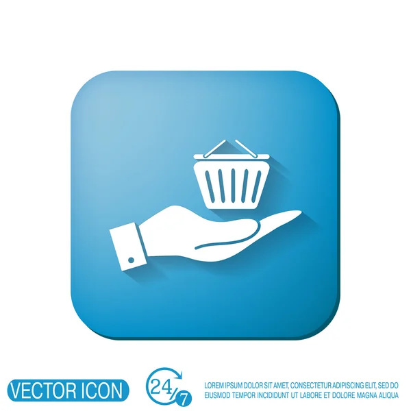 Hand holding a shopping cart — Stock Vector