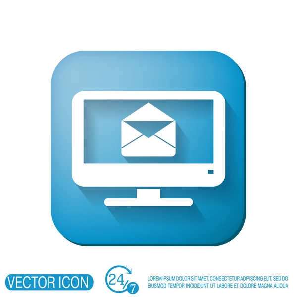 Monitor, letter envelope, mail icon — Stock Vector