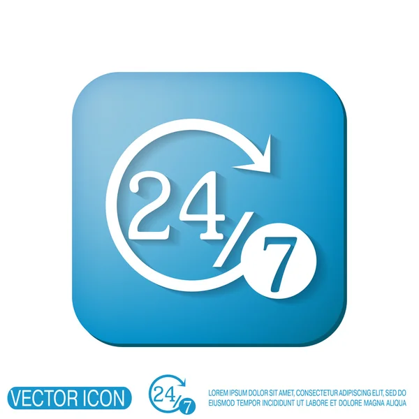 Teken 24 7 pictogram — Stockvector