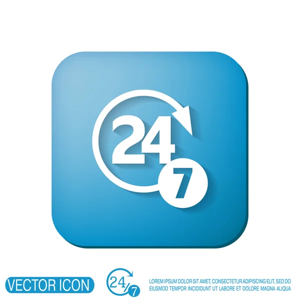 Teken 24 7 pictogram — Stockvector