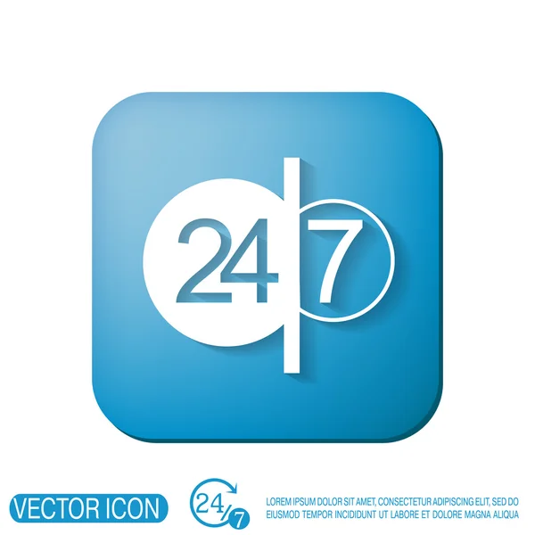 Teken 24 7 pictogram — Stockvector