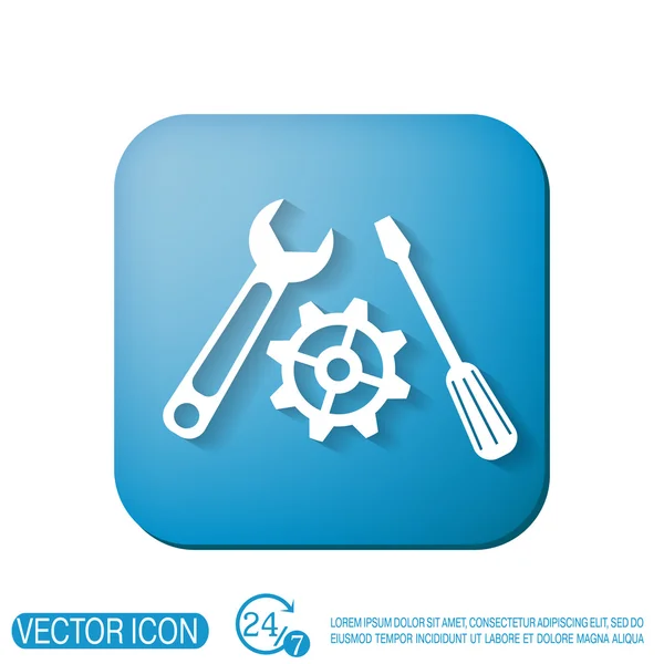 Screwdriver, cogwheel and wrench icon — Stock Vector