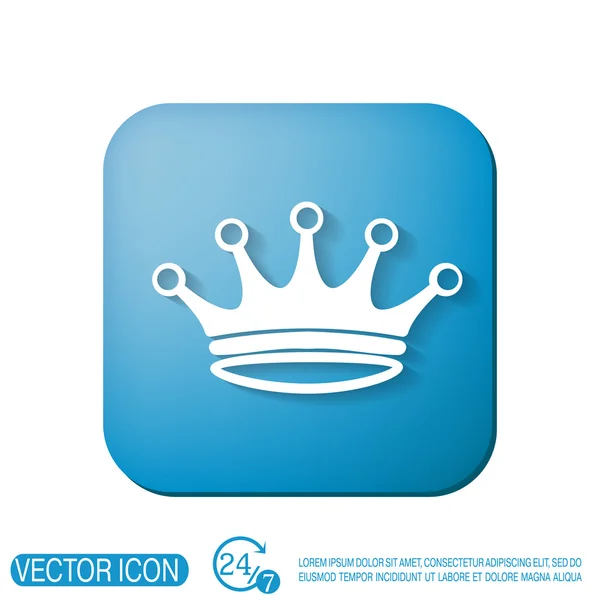 Crown icon on blue — Stock Vector