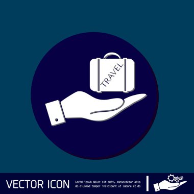 bir bavul sembolü tutan el