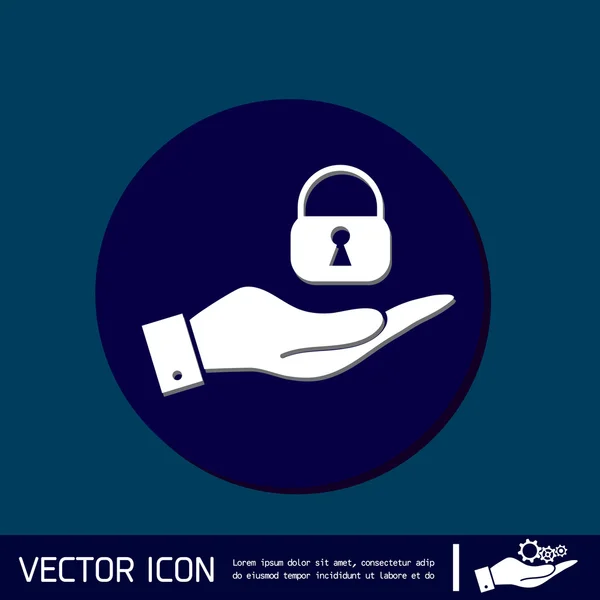 Hand holding a padlock — Stock Vector