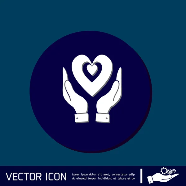 Mano sosteniendo un icono del corazón — Vector de stock