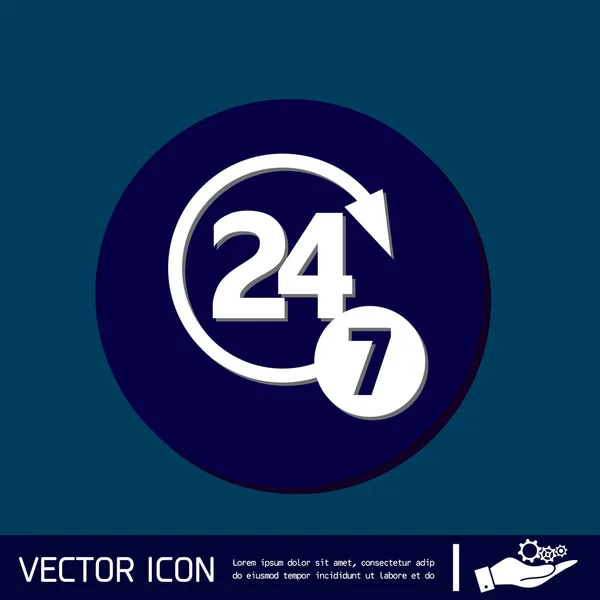 Teken 24 7 pictogram — Stockvector