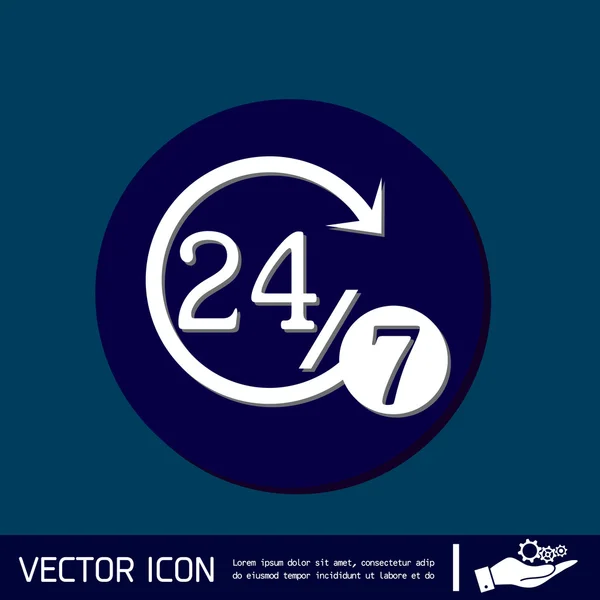 Teken 24 7 pictogram — Stockvector