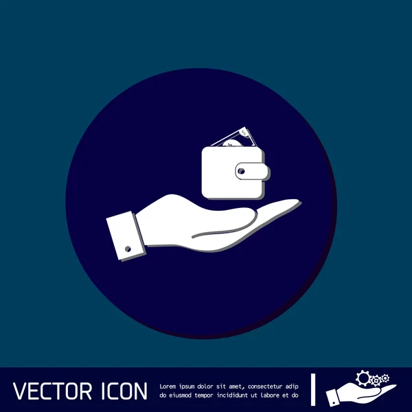 Mano sosteniendo un cartel del bolso — Vector de stock