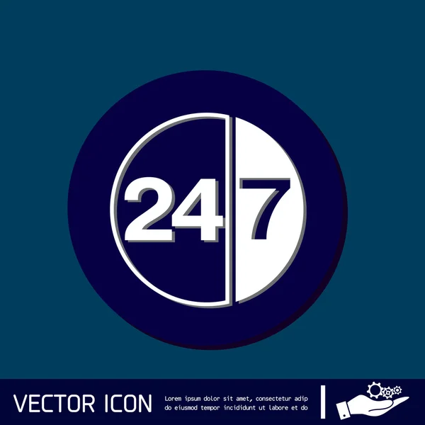 Teken 24 7 pictogram — Stockvector