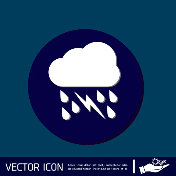 Nube lluvia rayo signo — Vector de stock