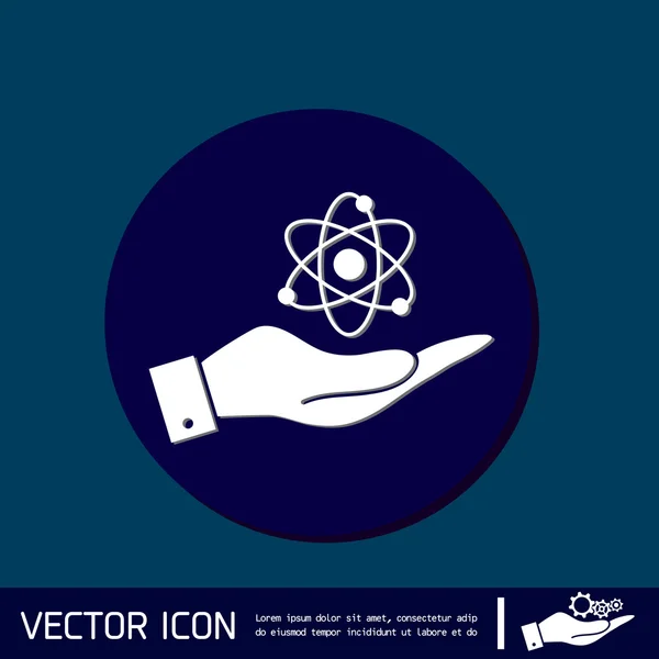 Hand, die das Atom hält — Stockvektor