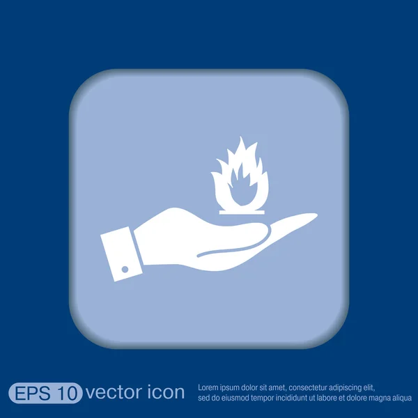 Mão segurando um sinal de fogo — Vetor de Stock