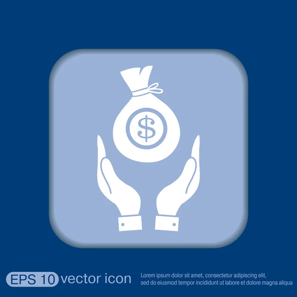 Hands holding bag of money — Stock Vector