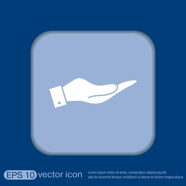 Icono de mano en azul — Vector de stock