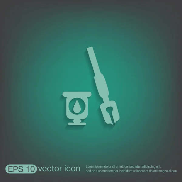 Pluma con icono de tinta — Vector de stock