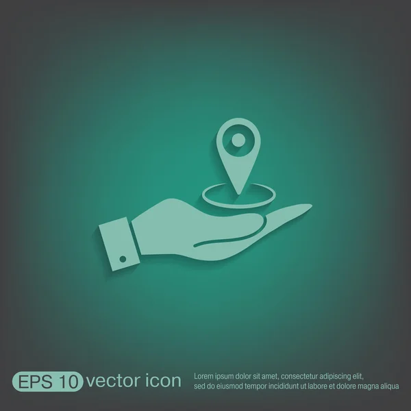 Ręka trzyma lokalizację pin na mapie — Wektor stockowy