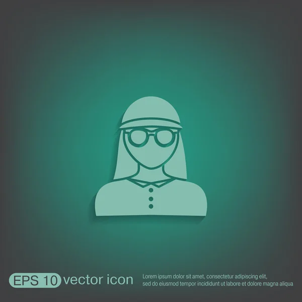 Icon image girl in glasses and a hat — Stock Vector