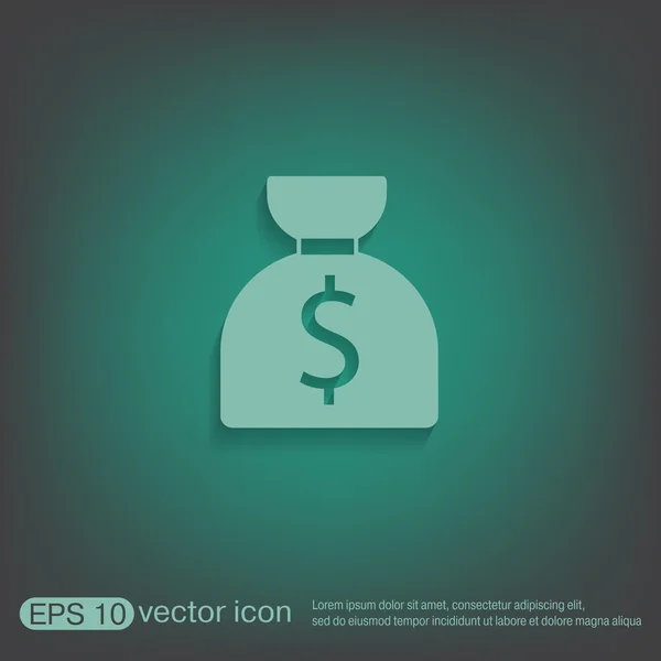 Zak met geld pictogram — Stockvector