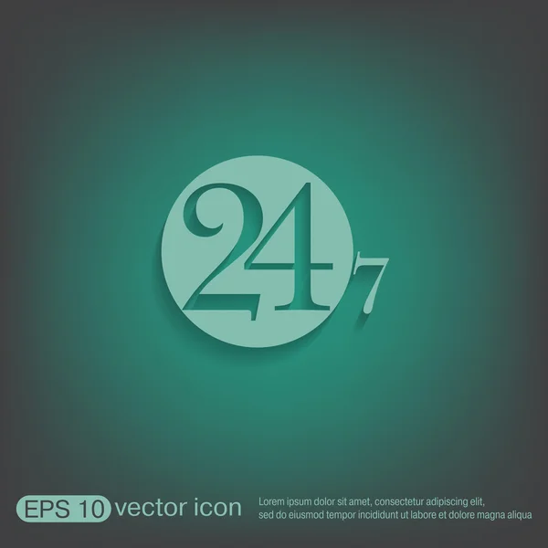 Teken 24 7 pictogram — Stockvector