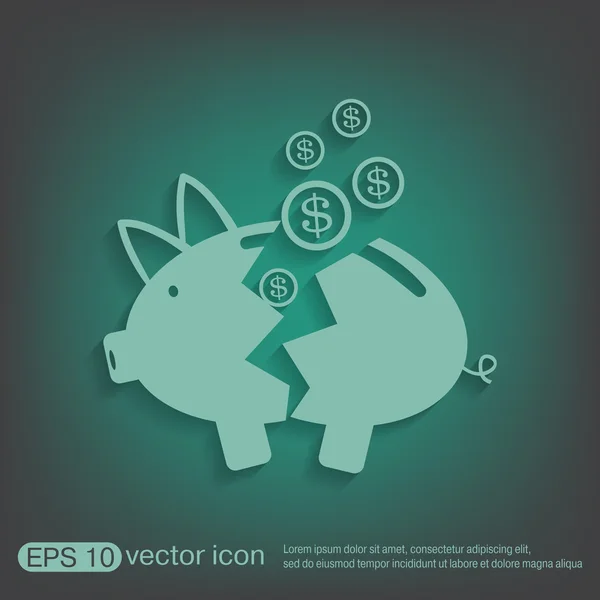 Broken piggy Bank icon — Stock Vector