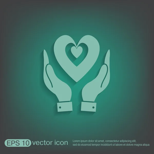Mână ține pictograma inimii — Vector de stoc
