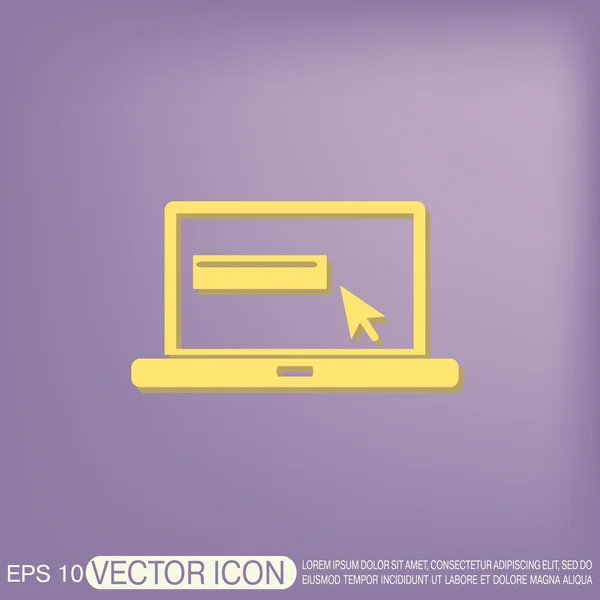 Laptop with symbol web arrow — Stock Vector