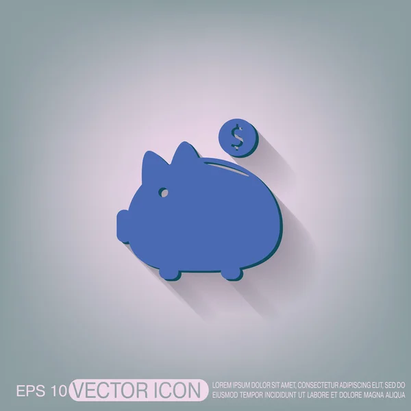 Piggy símbolo de la orilla — Vector de stock