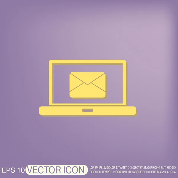 Laptop with letter envelope — Stock Vector