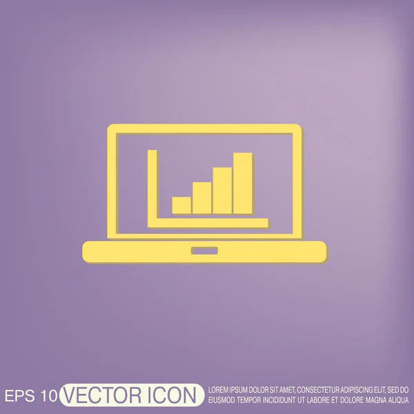 Laptop with symbol diagram — Stock Vector