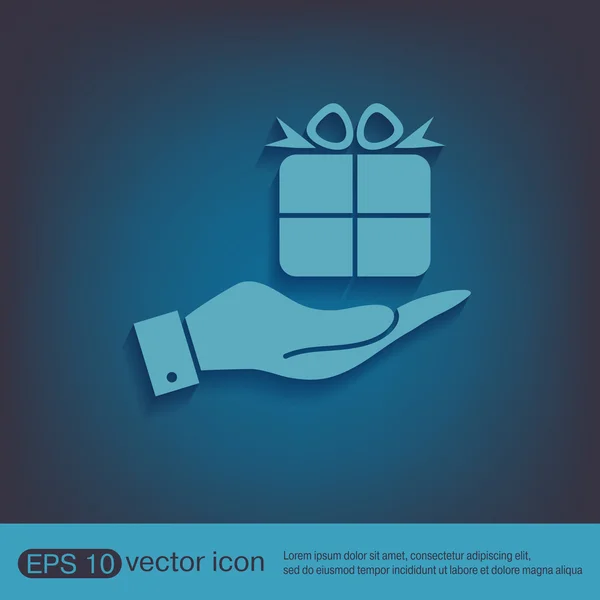 Hand holding a Holiday Gift Box Icon — Stock Vector