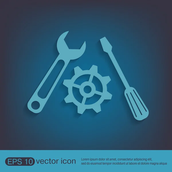 Screwdriver, cogwheel and wrench icon — Stock Vector