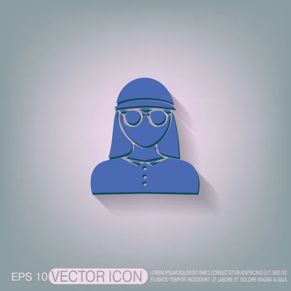 Symbolbild Mädchen mit Brille und Hut — Stockvektor