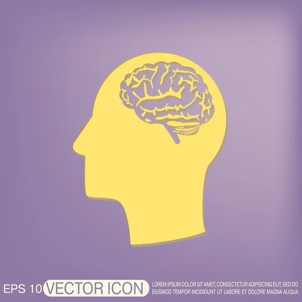 Vector pictogram hoofd met hersenen — Stockvector