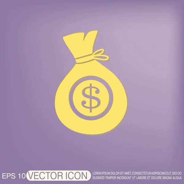 Zak met geld pictogram — Stockvector