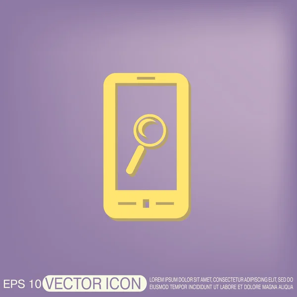 Smartphone, magnifying glass — Stock Vector