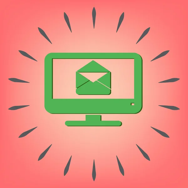 Monitor, sobre de carta, icono de correo — Vector de stock