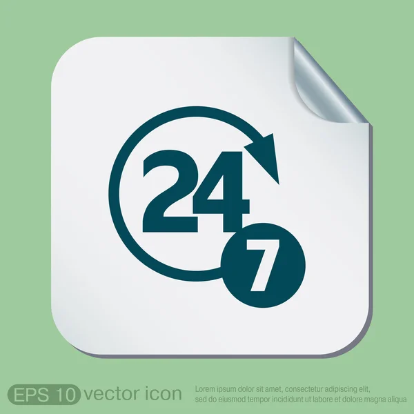 Abierto 24 horas y 7 días icono — Vector de stock