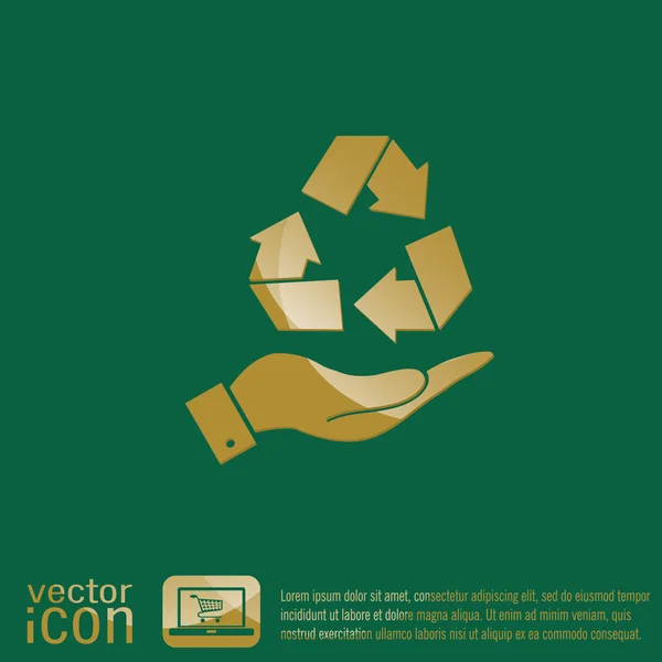 Main tenant le symbole de recyclage — Image vectorielle