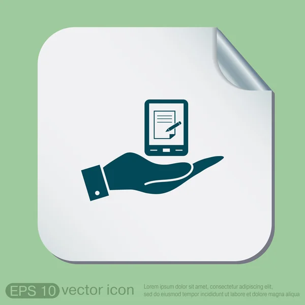 Hand met Tablet PC pad — Stockvector