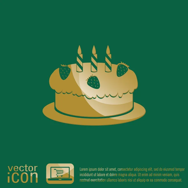 Verjaardag cake pictogram — Stockvector