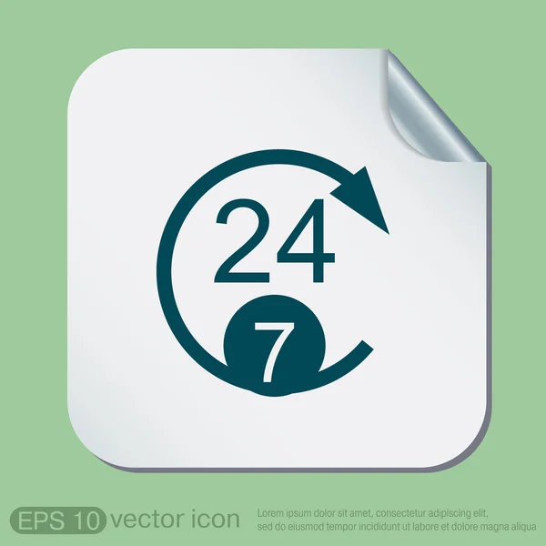 24 óra egy nap, és 7 nap egy héten ikon — Stock Vector