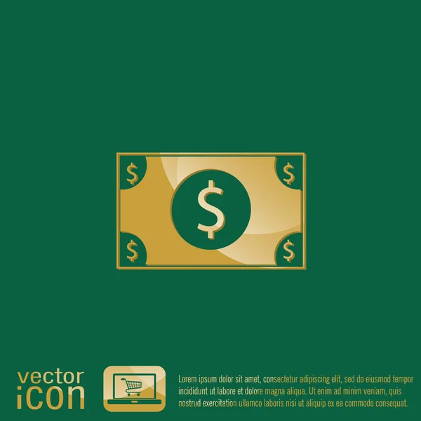 Symbole de billet de dollar — Image vectorielle