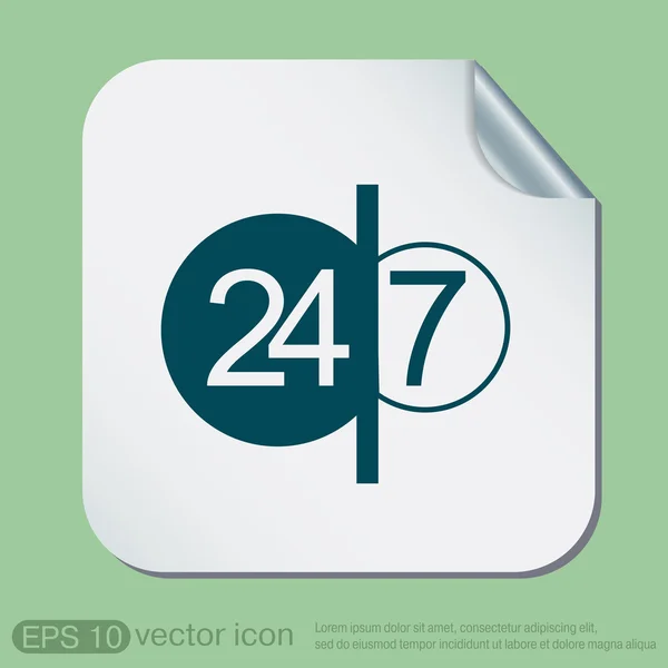 Nyit 24 óra és 7 nap ikon — Stock Vector