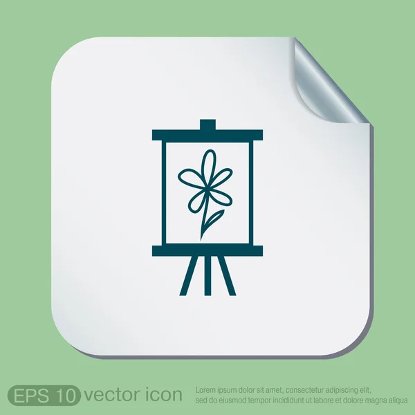 Easel with picture. Icon painting. — Stock Vector