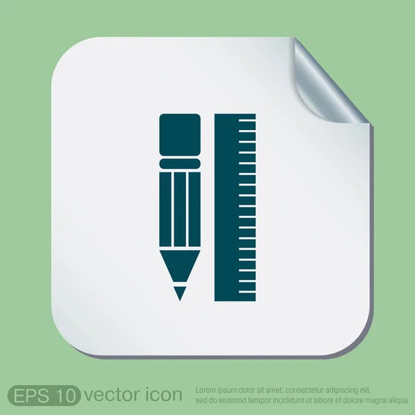 Ruler and pencil. characters geometry. — Stock Vector